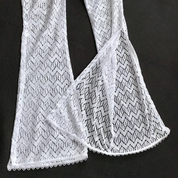 ❌SOLD❌ Miken Swim NWOT Sheer Crochet Swim Coverup Flare Pant Women XS - Picture 6 of 12